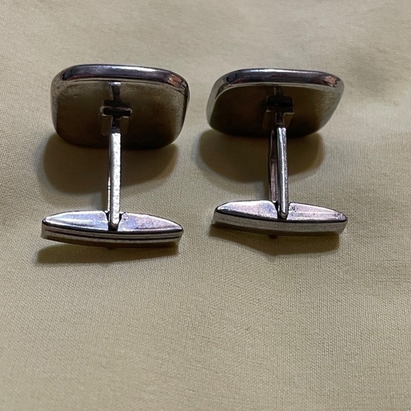 Vintage‎ 50's Butterfly Wing Blue Evergreen Sunset cuff links Party Wedding - Picture 2 of 7